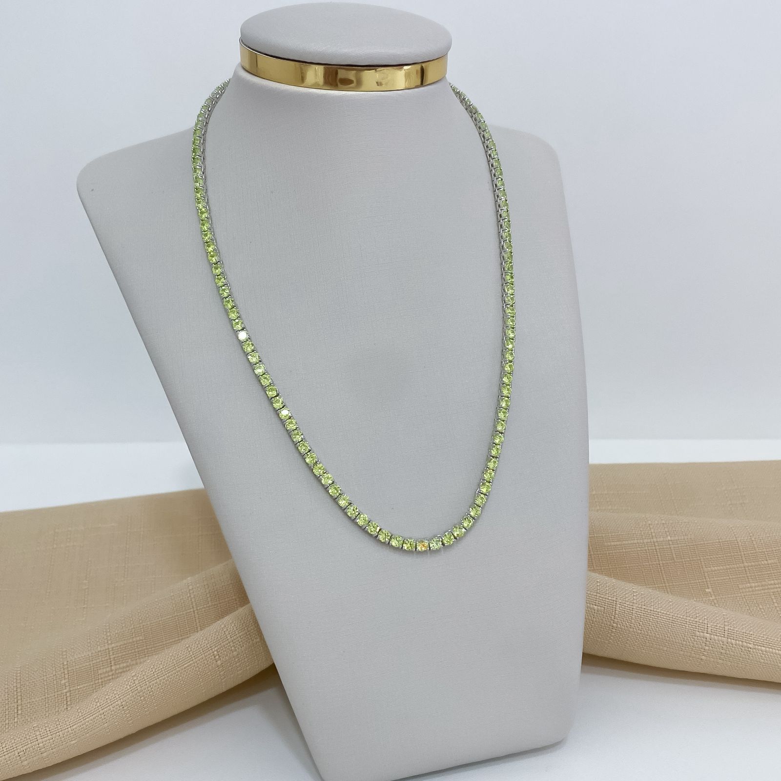 Gargantilha Prata Riviera Verde Lima Claro 4g 40cm 3mm