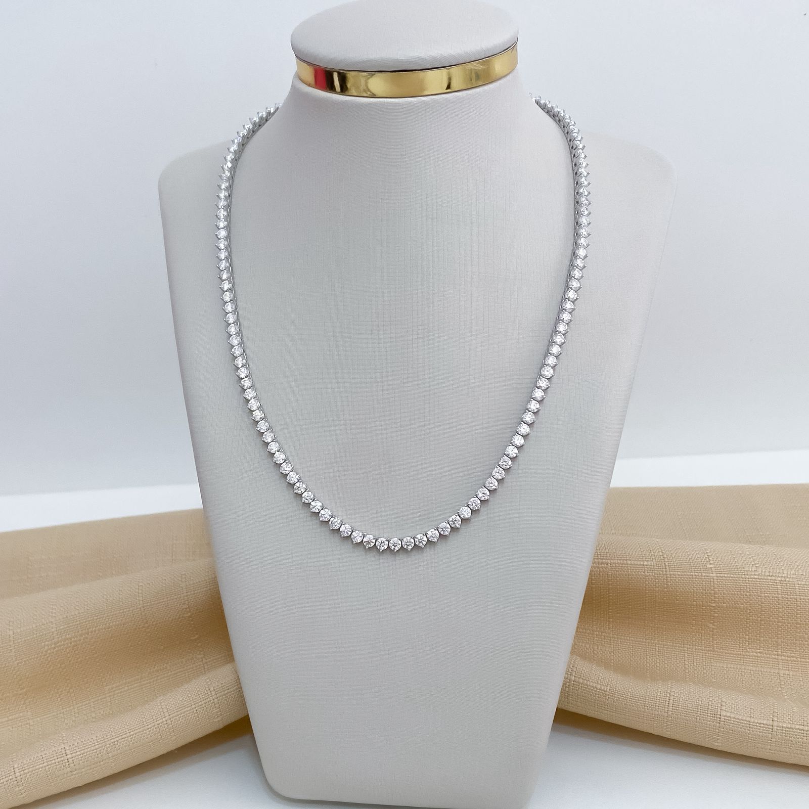Gargantilha Prata Riviera Cristal 3g 40cm 3mm Moissanite