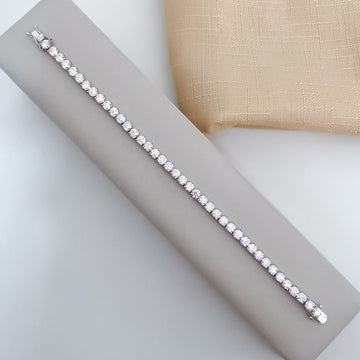 Pulseira Prata Riviera Cristal 3g 4mm Moissanite