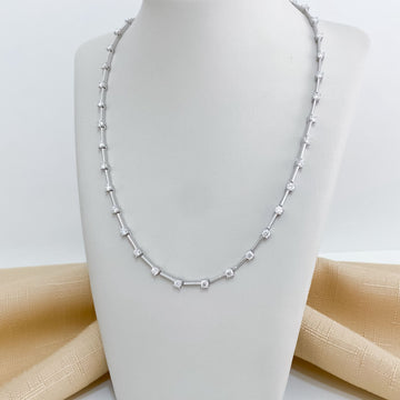 Gargantilha Prata Redonda Cristal 45cm 3mm Moissanite