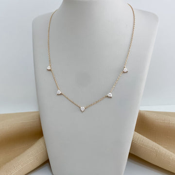 Gargantilha Prata Coração Cristal D 4x4mm 40cm Moissanite