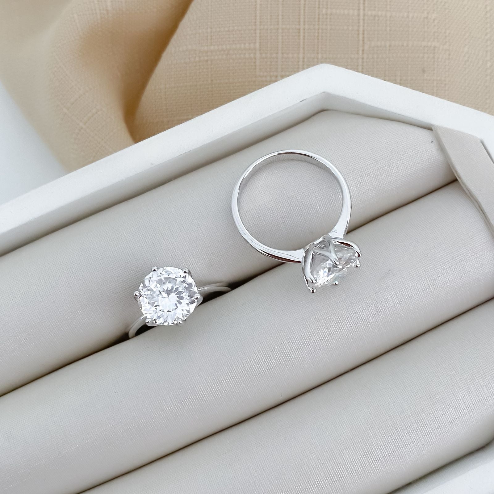 Anel Prata Solitário 10mm Moissanite