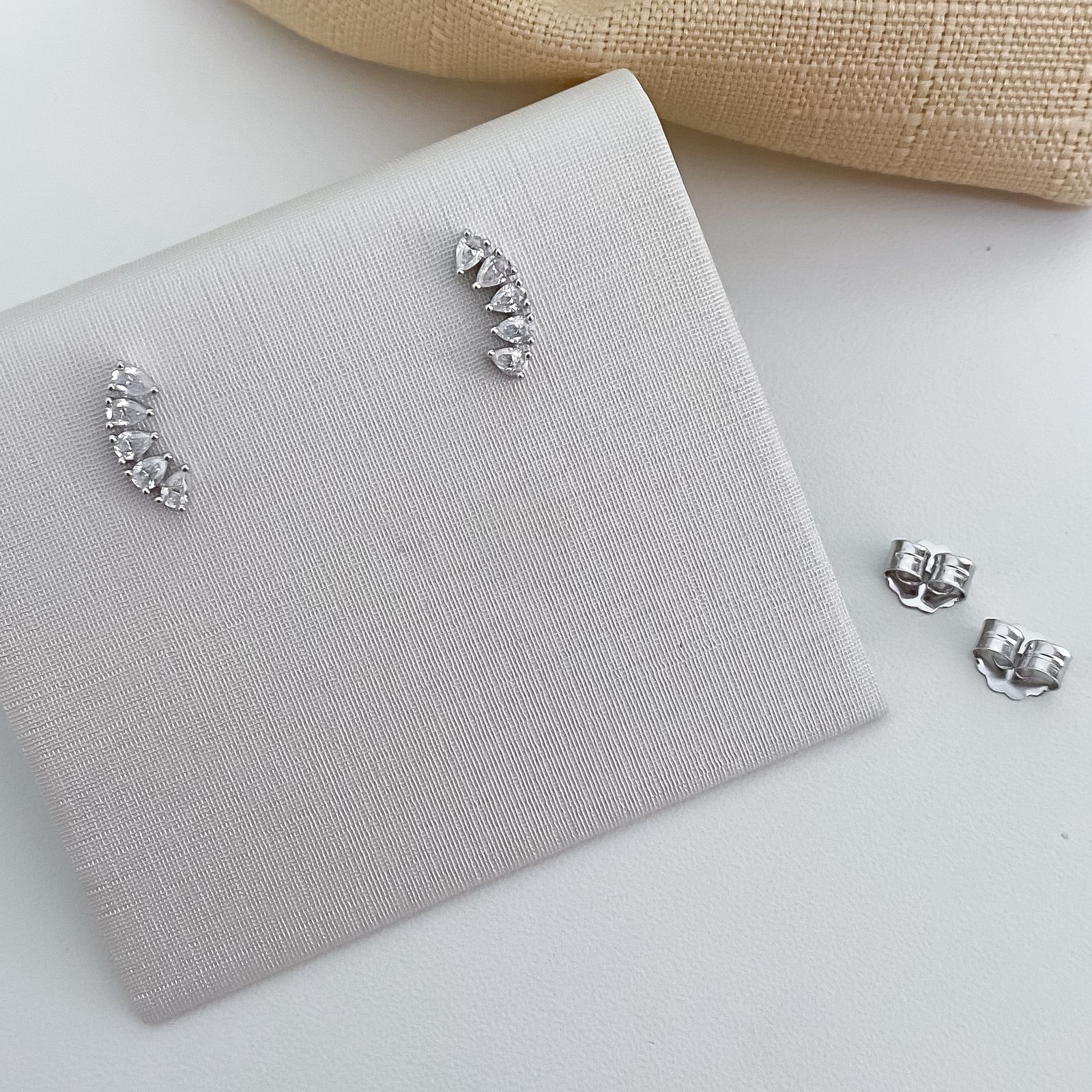 Brinco Prata Earcurff Cristal 2mm Moissanite