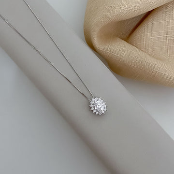 Gargantilha Prata Oval Cristal Cravejado 45cm 6x8mm Moissanite