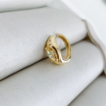 Piercing Prata Dourado Pedra Navete Amarela 8x4mm