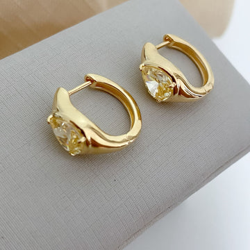 Argola Prata Dourada Gota Amarelo 8x6mm