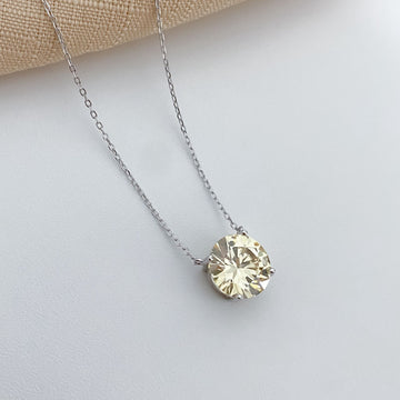 Gargantilha Prata Ponto Luz Amarelo Claro 12mm