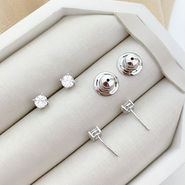 Brinco Prata Ponto Luz 5.0mm Moissanite