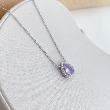 Gargantilha Prata Gota Lilás Cravejada