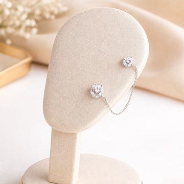 Brinco Prata Corrente Ponto Luz 6.0mm Moissanite