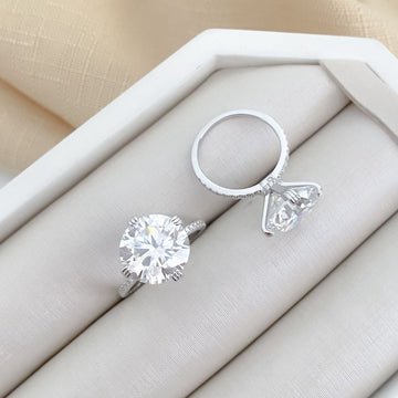 An Prata Solitário Cravejado Cristal 12mm Moissanite