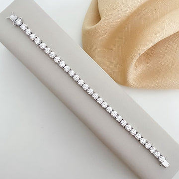 Pulseira Prata Riviera Cristal 17cm 5mm Moissanite