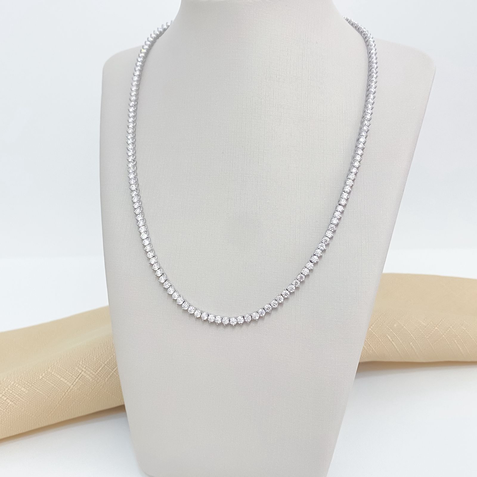 Gargantilha Prata Riviera Cristal 3g 42cm 5.2mm Moissanite
