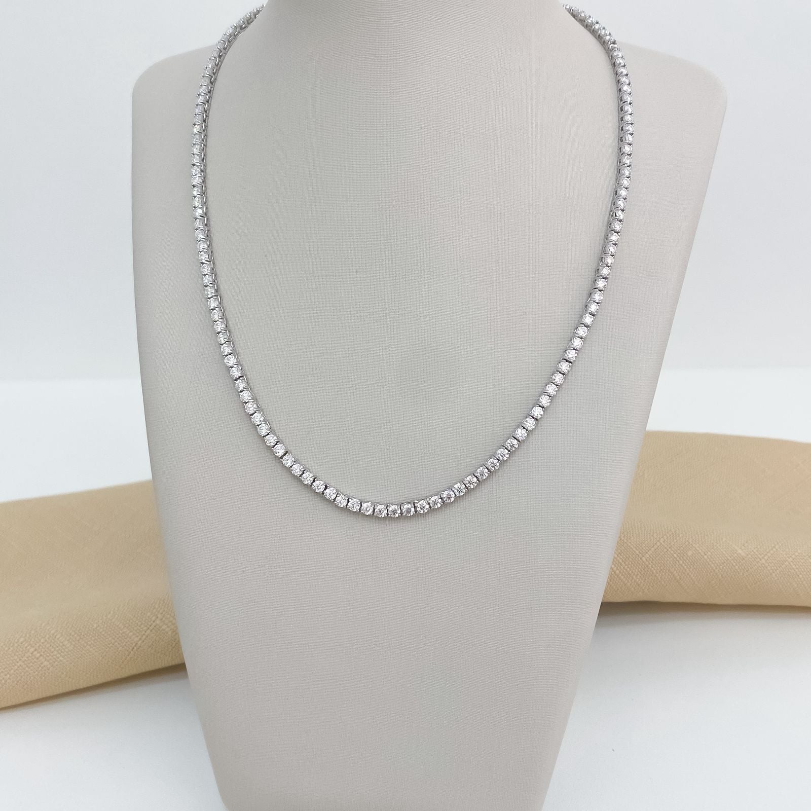 Gargantilha Prata Riviera Cristal 4g 40cm 5.2cm Moissanite