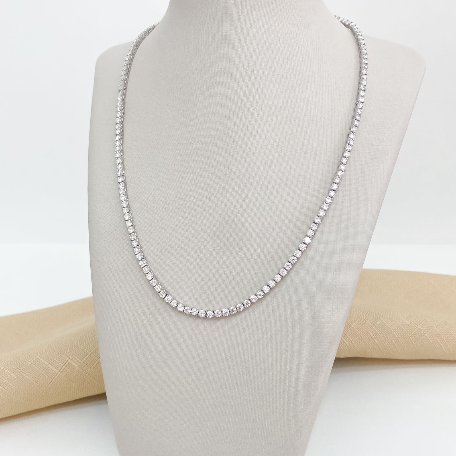 Gargantilha Prata Riviera Cristal 4g 42cm 5.2mm Moissanite