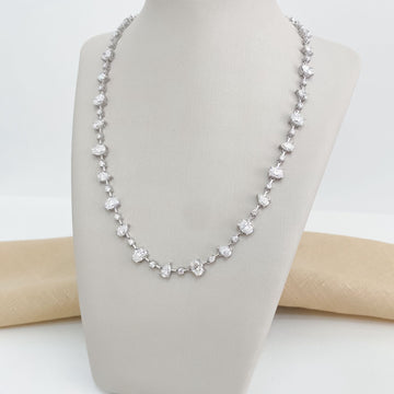 Gargantilha Prata Riviera Pedra Cristal 7x5mm Moissanite