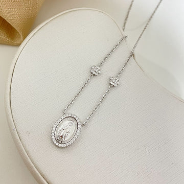 Gargantilha Prata N Sra Graças Cravejada 2f 45cm 1.1mm Moissanite