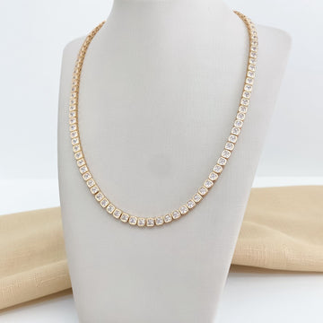 Gargantilha Prata Dourada Cravejada 42cm 3mm