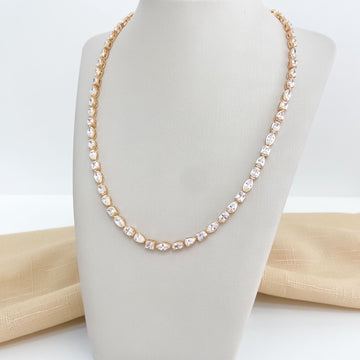Gargantilha Prata Dourada Cravejada 42cm 3x2mm