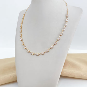 Gargantilha Prata Dourada Cravejado 38cm 6x4mm