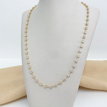 Gargantilha Prata em Pedras Cristal Dourado 45cm 3mm