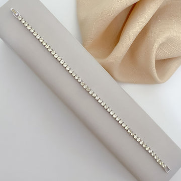 Pulseira Prata Riviera Amarela 18cm 3mm