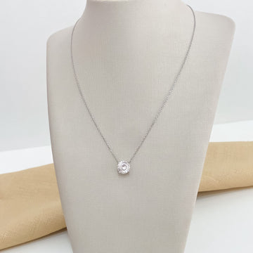 Gargantilha Prata Ponto Luz Cristal 45cm 8mm Moissanite