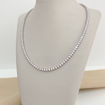 Gargantilha Prata Riviera 3g Cristal 40cm 3mm Moissanite