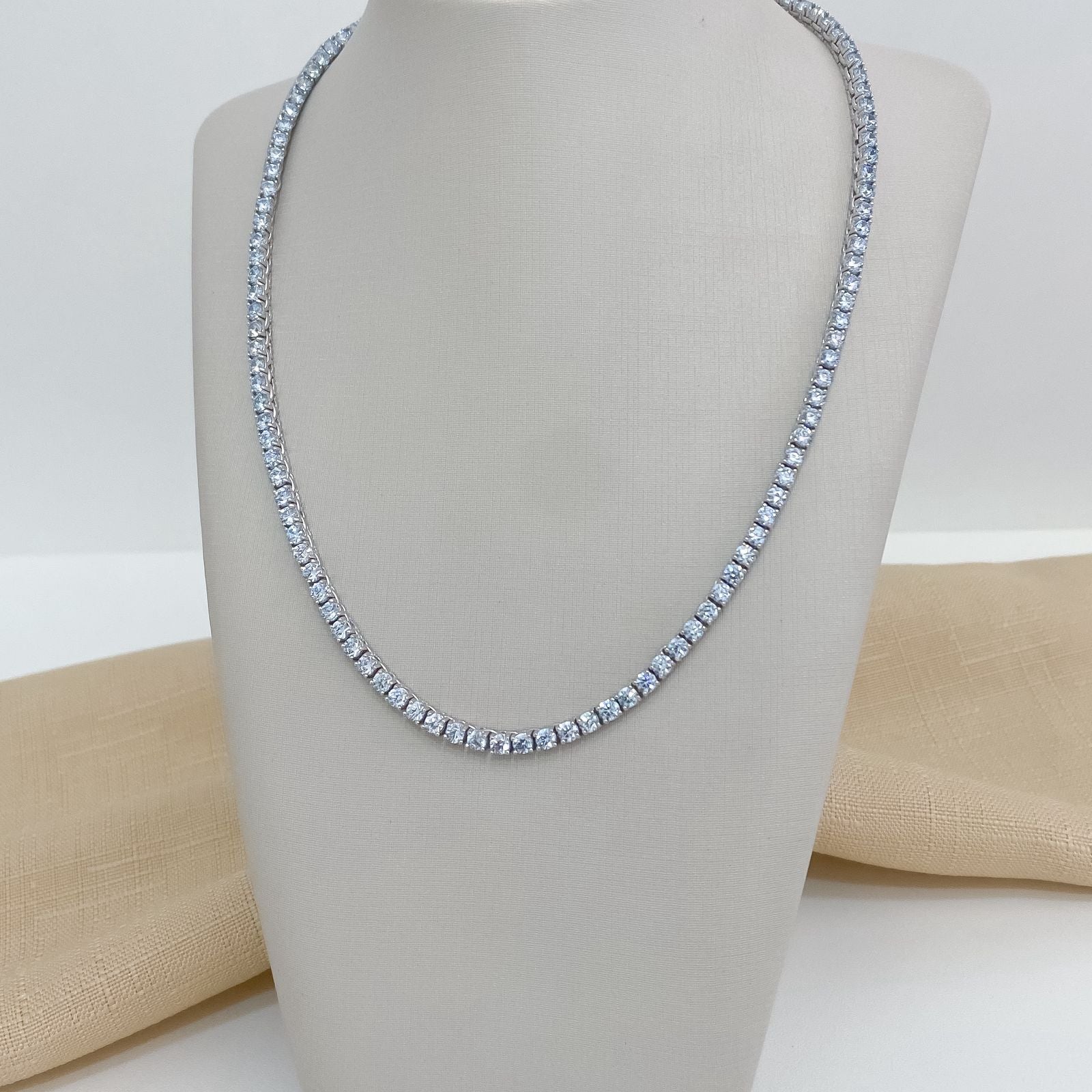 Gargantilha Prata Riviera Azul Claro 40cm 3mm