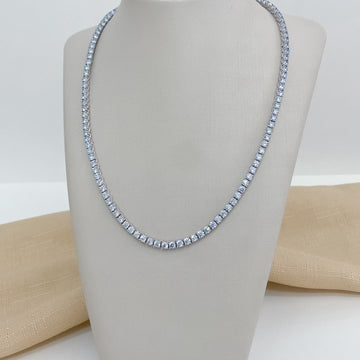 Gargantilha Prata Riviera Azul Claro 40cm 3mm