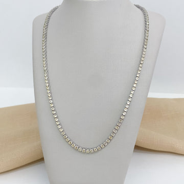 Gargantilha Prata Riviera Amarela Claro 45cm 3mm