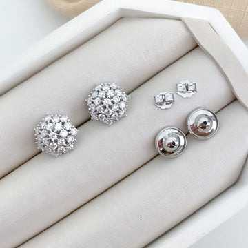 Brinco Prata Flor Cravejado 5.2mm Moissanite