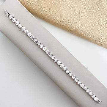 Pulseira Prata Riviera Cristal 17cm 5mm Moissanitte
