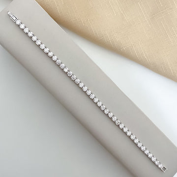 Pulseira Prata Riviera Cristal 18cm 4mm Moissanitte