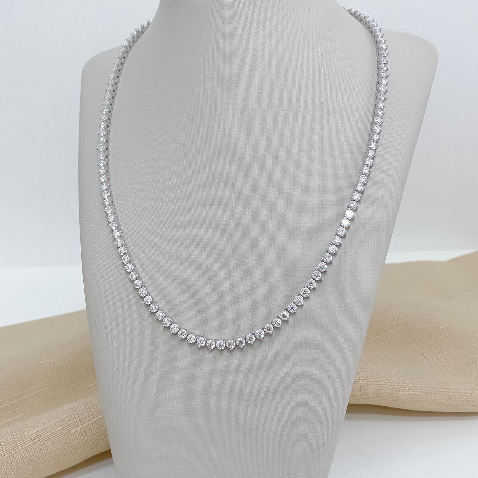 Gargantilha Prata Riviera Cristal 3g 3mm Moissanite