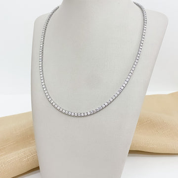 Gargantilha Prata Riviera Cristal 4g 40cm 2.5mm Moisanite