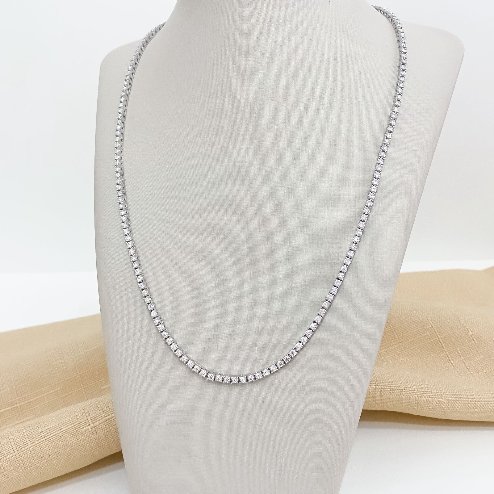Gargantilha Prata Riviera Cristal 4g 45cm 2mm Moissanite