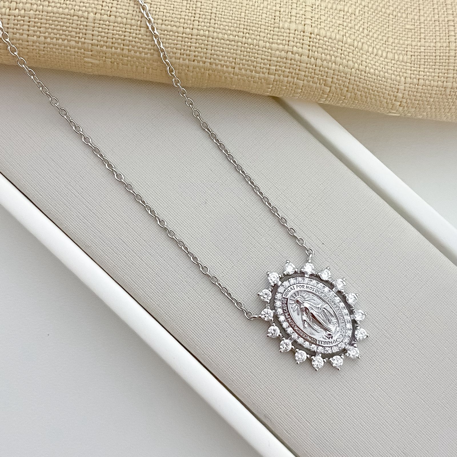 Gargantilha Prata N Sra Graças Cravejada 45cm 2mm Moissanite