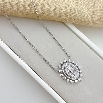 Gargantilha Prata N Sra Graças Cravejada 45cm 2mm Moissanite