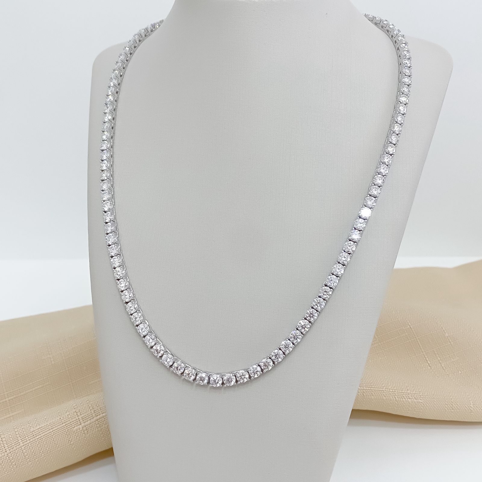 Gargantilha Prata Riviera Cristal 4g 45cm 4mm Moissanite