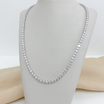 Gargantilha Prata Riviera Cristal 4g 45cm 4mm Moissanite