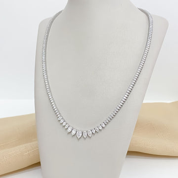 Gargantilha Prata Riviera Cristal 3g 45cm 7x5mm Moissanite