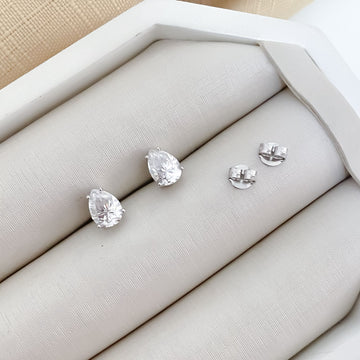 Brinco Prata Gota Cristal 1.25mm Moissanite
