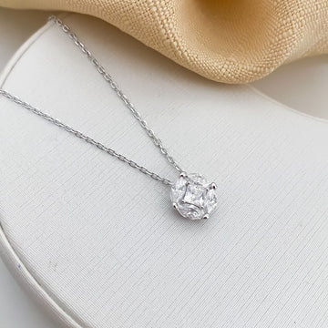 Gargantilha Prata Estrela Cristal 45cm 6x3mm Moissanite
