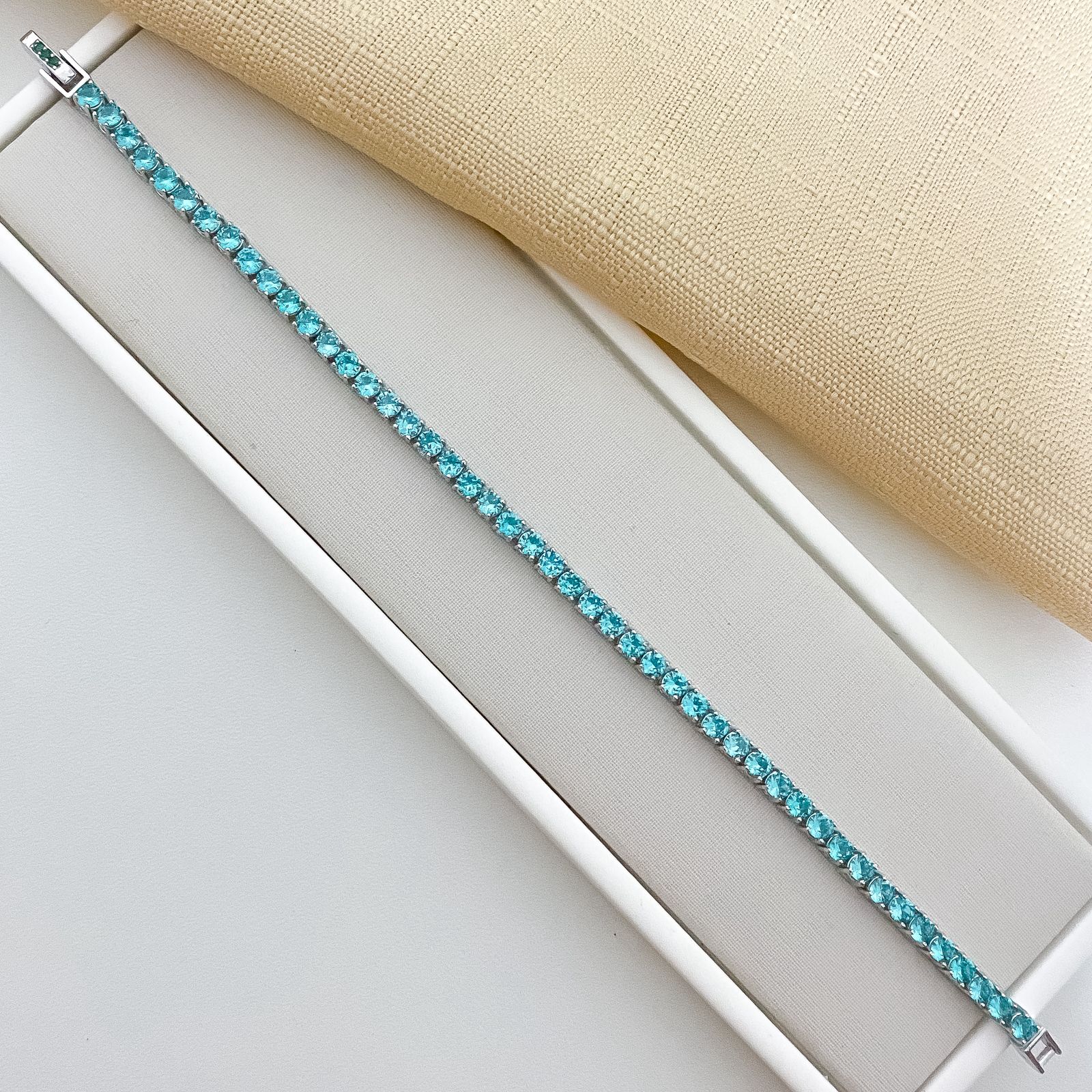 Pulseira Prata Riviera Verde 4g 17cm 3mm