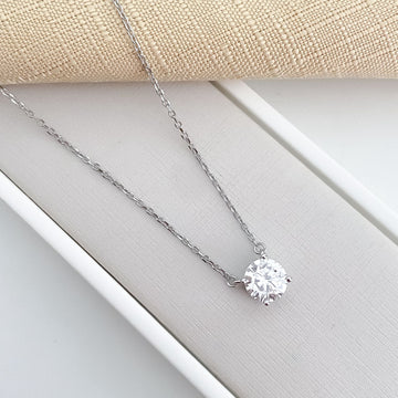 Gargantilha Prata Ponto Luz Cristal 45cm 8mm Moissanite