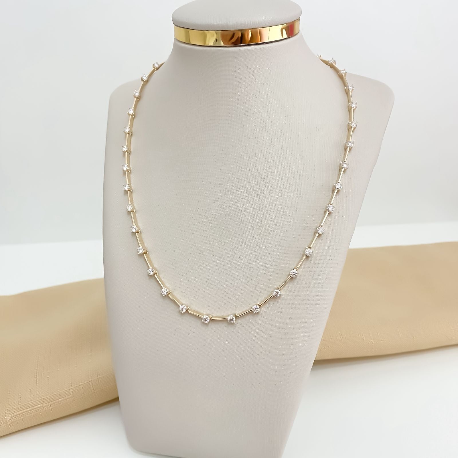 Gargantilha Prata Redonda Cristal D 45cm 3mm Moissanite