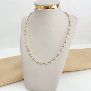 Gargantilha Prata Redonda Cristal D 45cm 3mm Moissanite