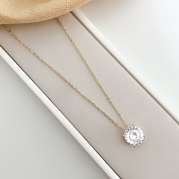 Gargantilha Prata Ponto Luz Cristal D 45cm 10mm Moissanite