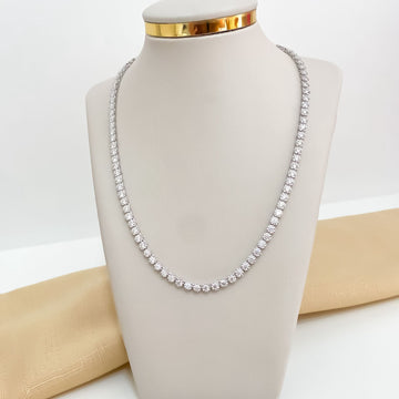 Gargantilha Prata em Pedra Cristal 42cm 3mm Moissanite